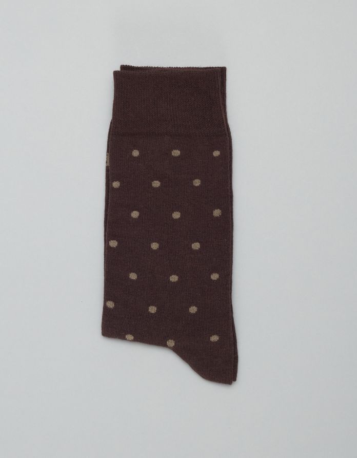 skarpety dot brąz