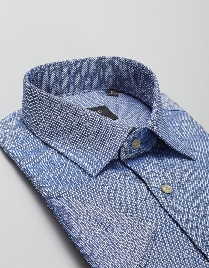 koszula canosa 00428 krótki rękaw niebieski slim fit