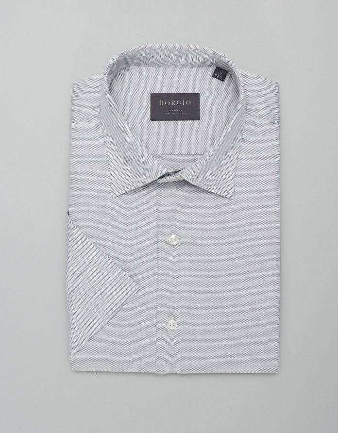 koszula canosa 00430 krótki rękaw szary slim fit