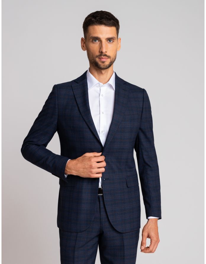 marynarka do zestawu carlopoli granatowy slim fit