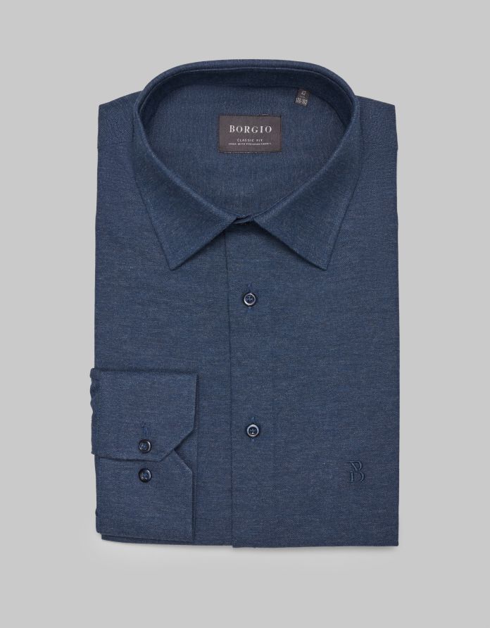 koszula contrada 00445 długi rękaw granatowy classic fit