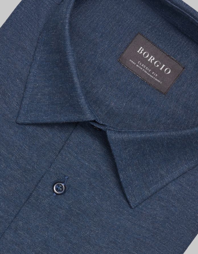 koszula contrada 00445 długi rękaw granatowy classic fit