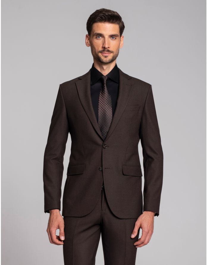 marynarka do zestawu erbezzo brąz super slim fit