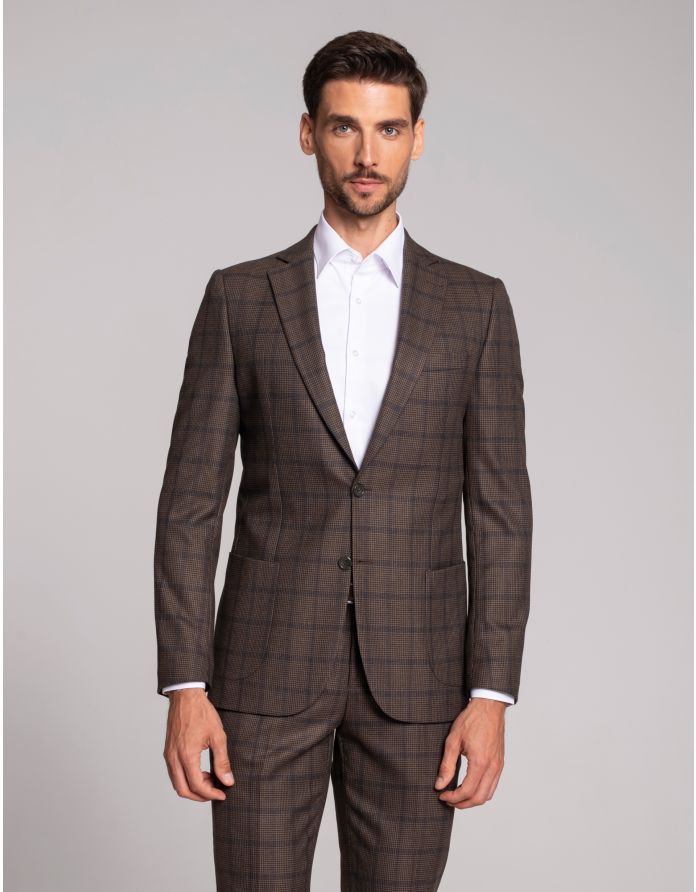 marynarka do zestawu mileto brąz slim fit