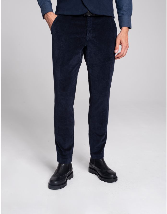 spodnie sztruksowe velluto granatowy slim fit