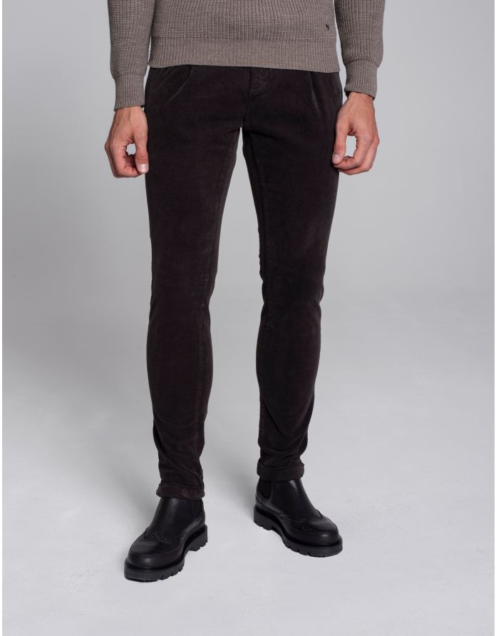 spodnie sztruksowe velluto brąz slim fit