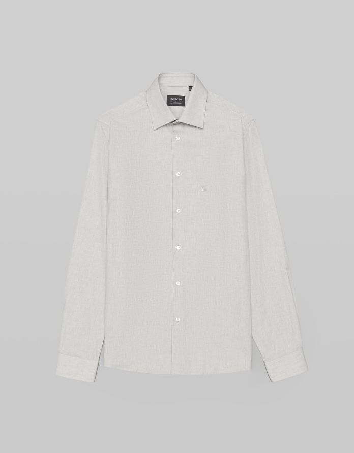 koszula contrada 00444 długi rękaw beżowy slim fit