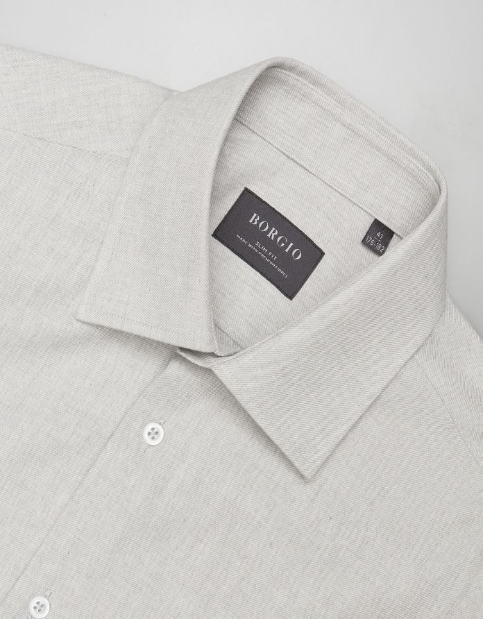 koszula contrada 00444 długi rękaw beżowy slim fit