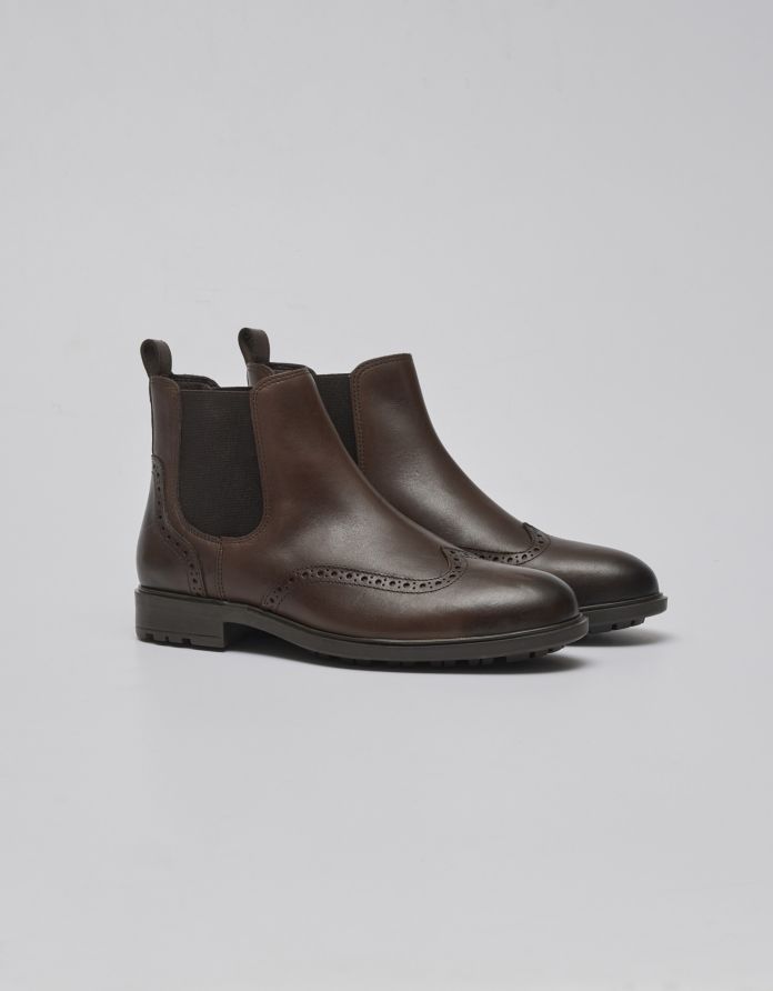 Brązowe sztyblety skórzane f700