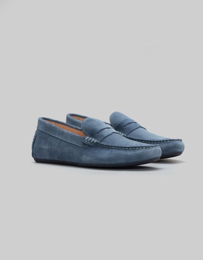 Niebieskie mokasyny zamszowe F300