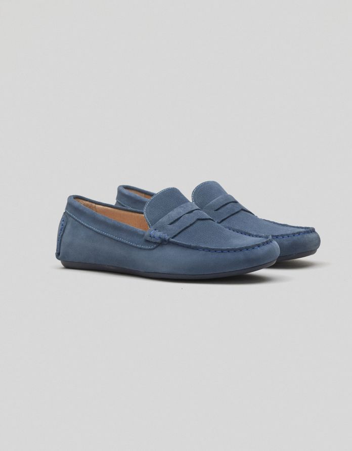 Niebieskie mokasyny zamszowe F300