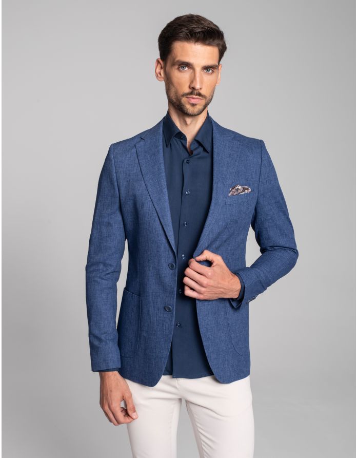 marynarka almese niebieski slim fit