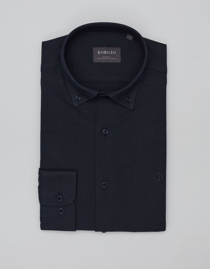 koszula oleggio 00466 długi rękaw granatowy slim fit