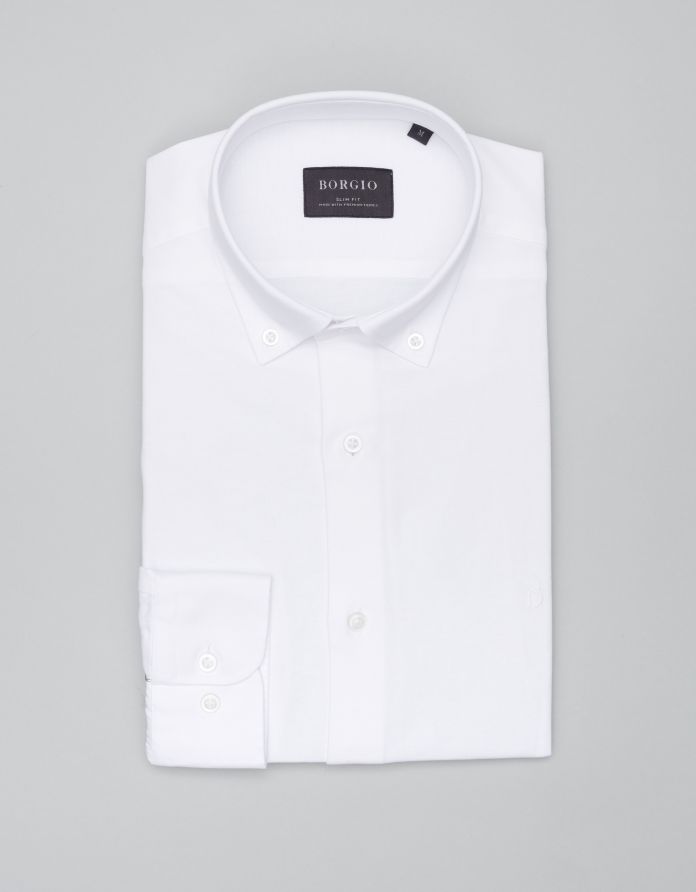 koszula oleggio 00468 długi rękaw biały slim fit