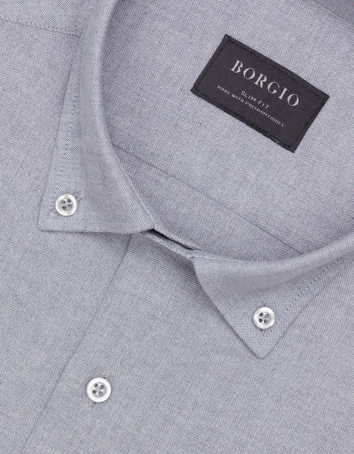 koszula oleggio 00470 długi rękaw szary slim fit