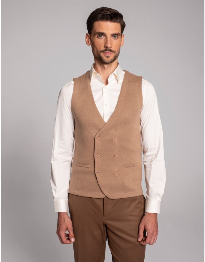 kamizelka gussola slim fit beżowy