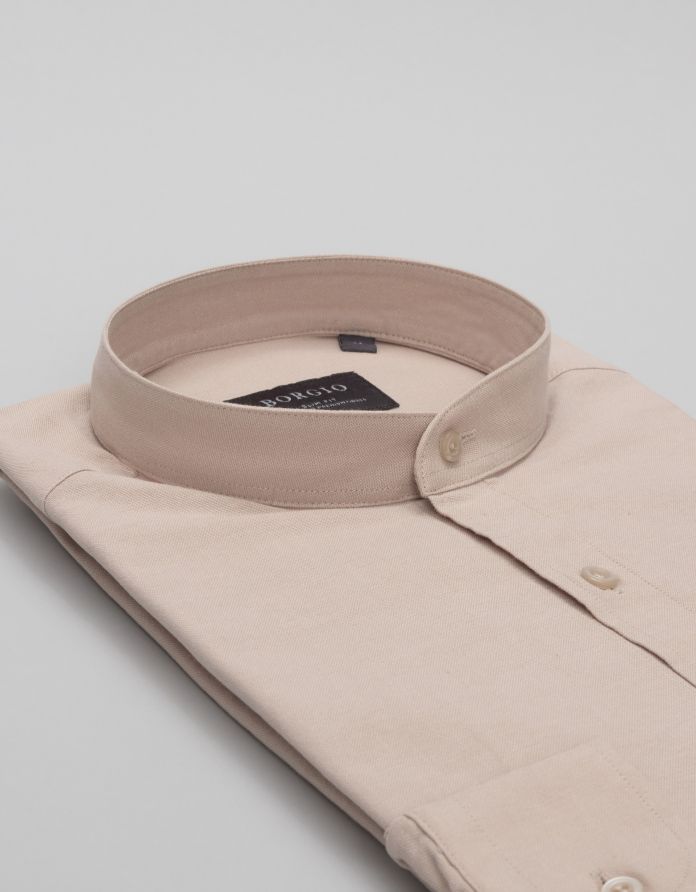 koszula oleggio 00486 długi rękaw beżowy slim fit