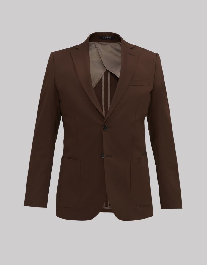 marynarka do zestawu briga brąz slim fit