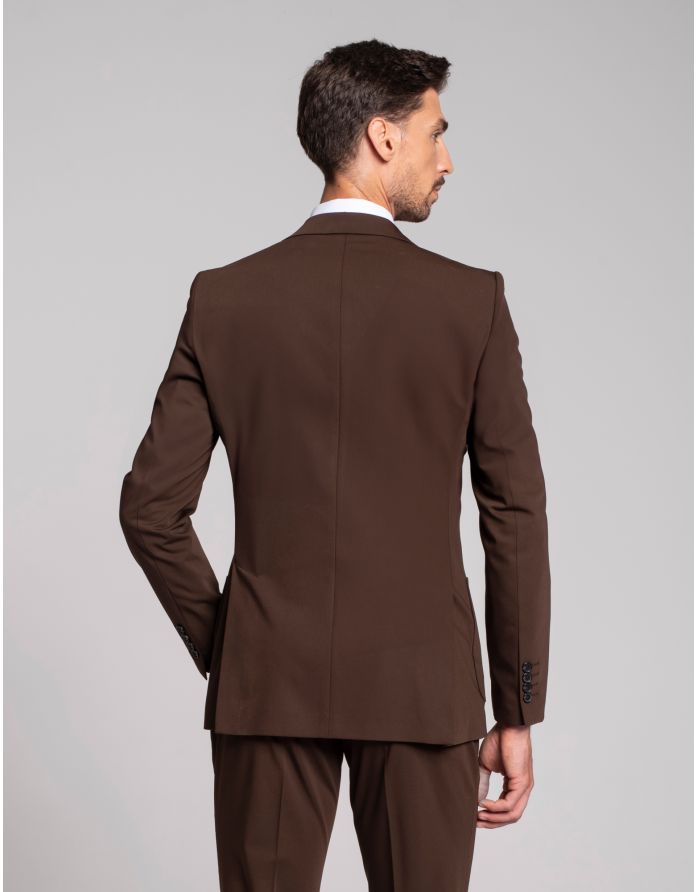 marynarka do zestawu briga brąz slim fit