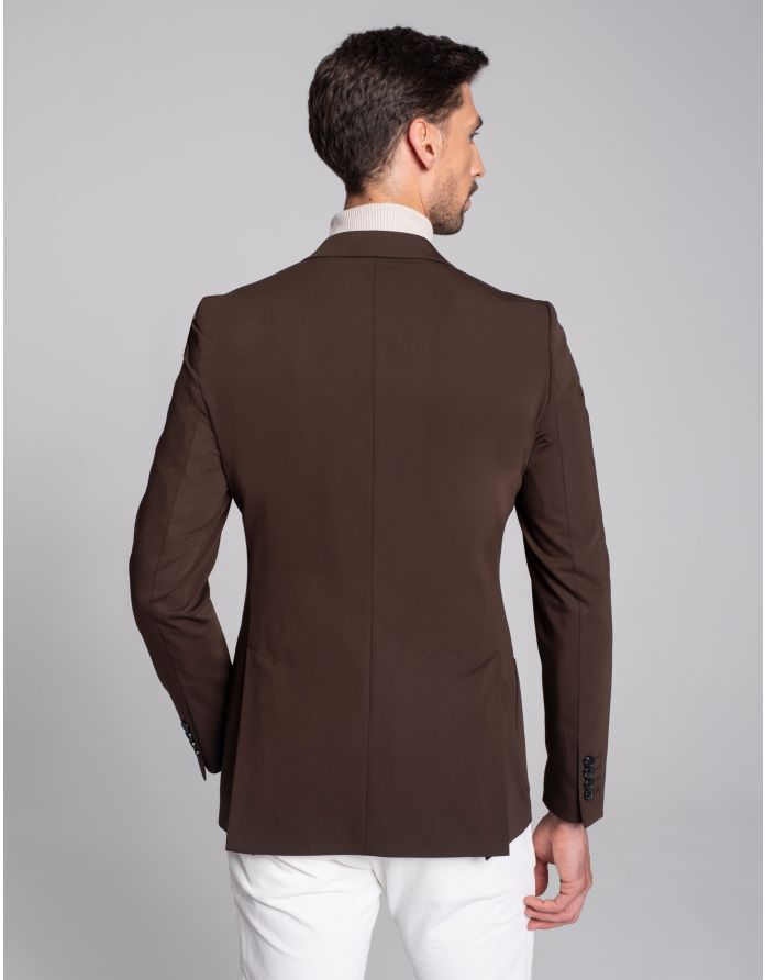 marynarka dwurzędowa do zestawu brignano brąz slim fit