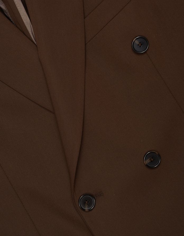 marynarka dwurzędowa do zestawu brignano brąz slim fit