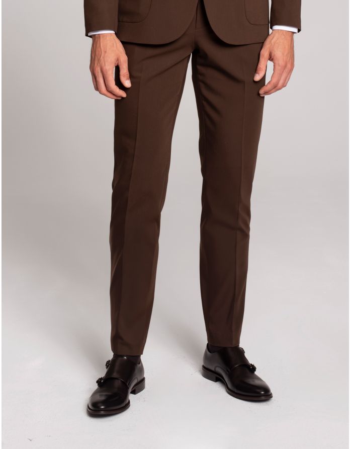 spodnie do zestawu briga brąz slim fit