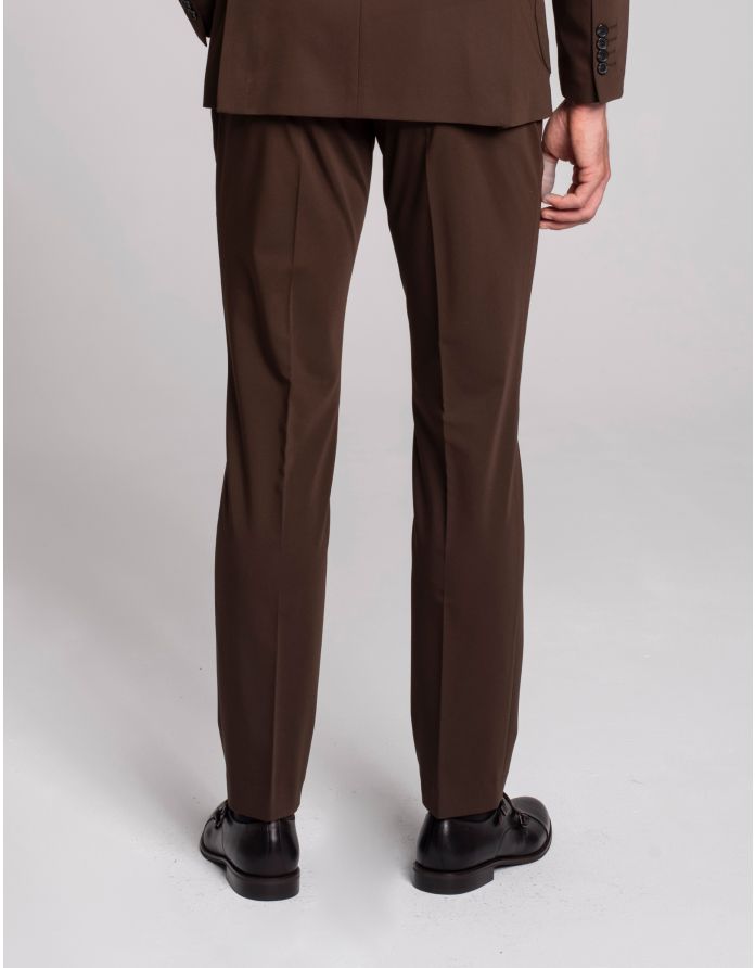 spodnie do zestawu briga brąz slim fit