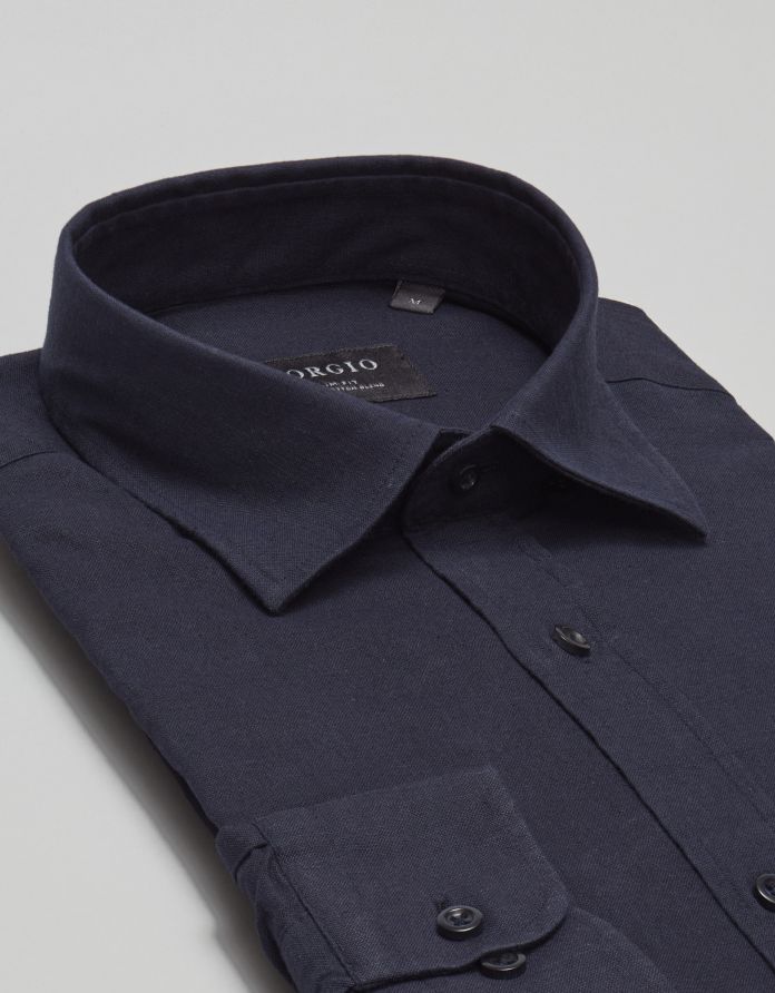 koszula lentane 00477 długi rękaw granatowy slim fit