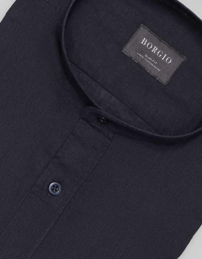 koszula lentane 00478 długi rękaw granatowy slim fit