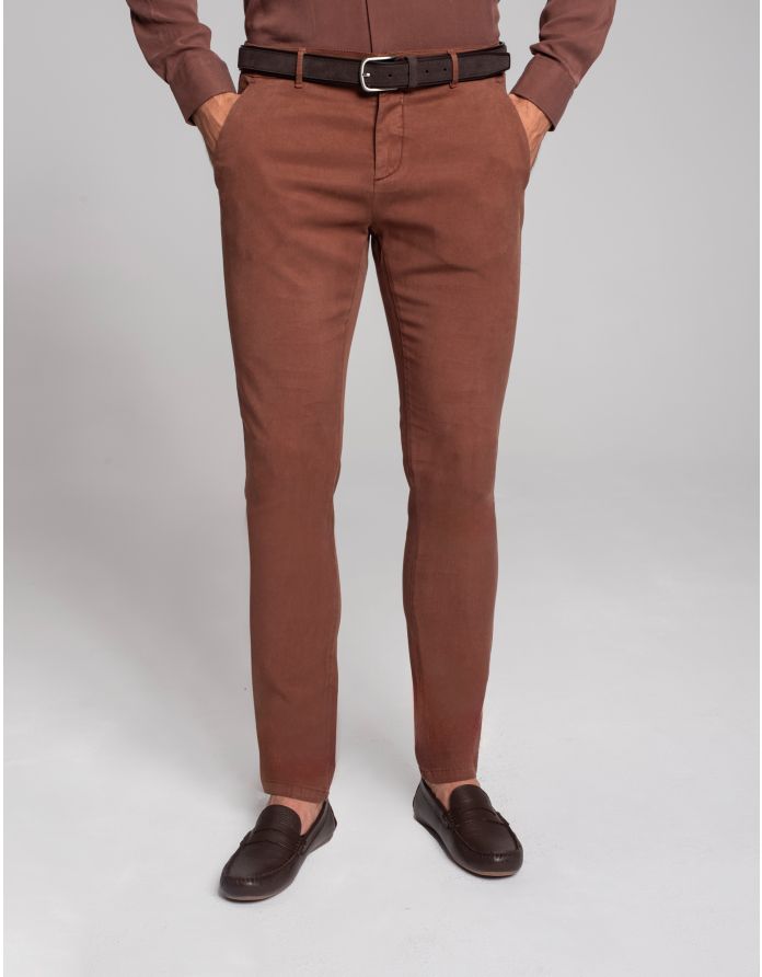 spodnie tavigliano ceglasty slim fit