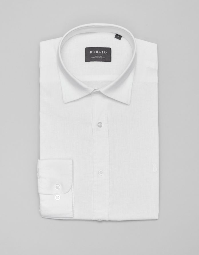 koszula lentane 00482 długi rękaw biały slim fit