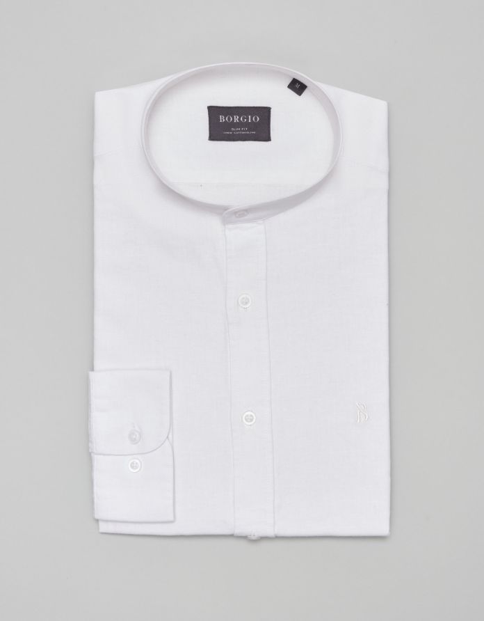 koszula lentane 00483 długi rękaw biały slim fit