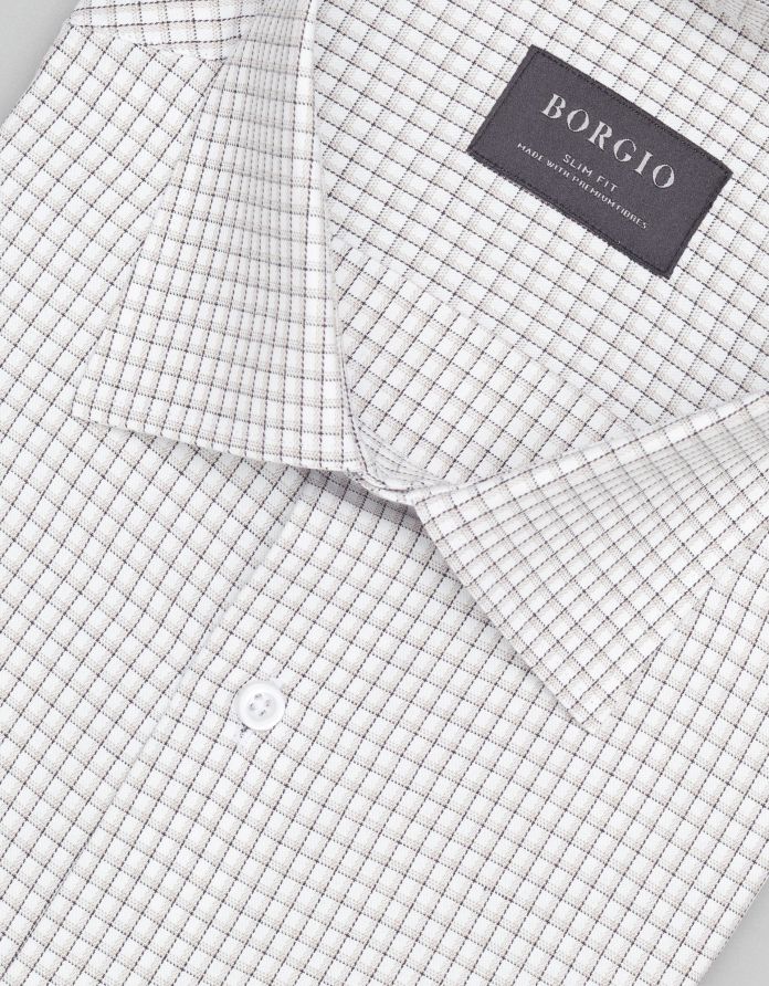 koszula matera 00456 długi rękaw beżowy slim fit