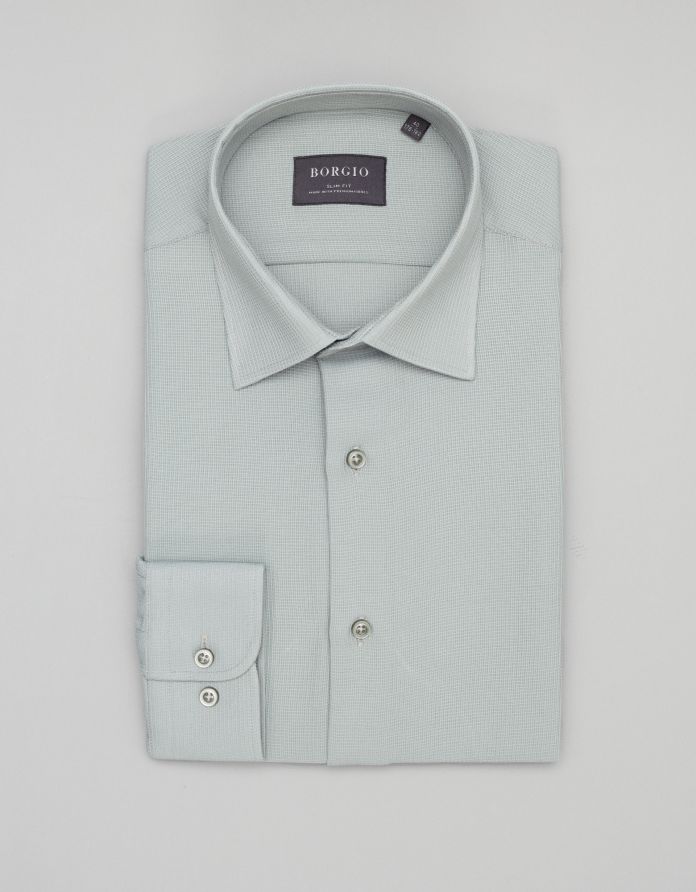 koszula licodia 00458 długi rękaw zielony slim fit