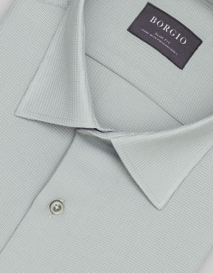 koszula licodia 00458 długi rękaw zielony slim fit