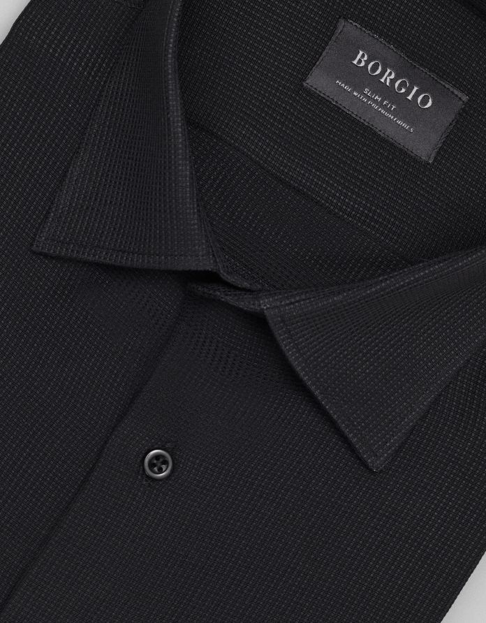 koszula licodia 00460 długi rękaw czarny slim fit