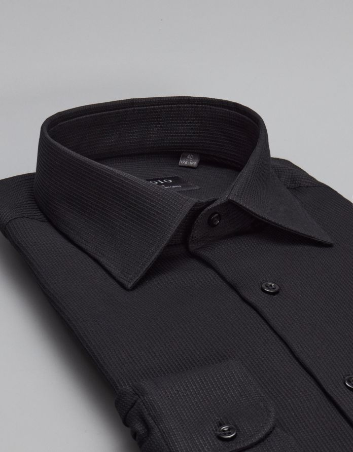 koszula licodia 00460 długi rękaw czarny slim fit