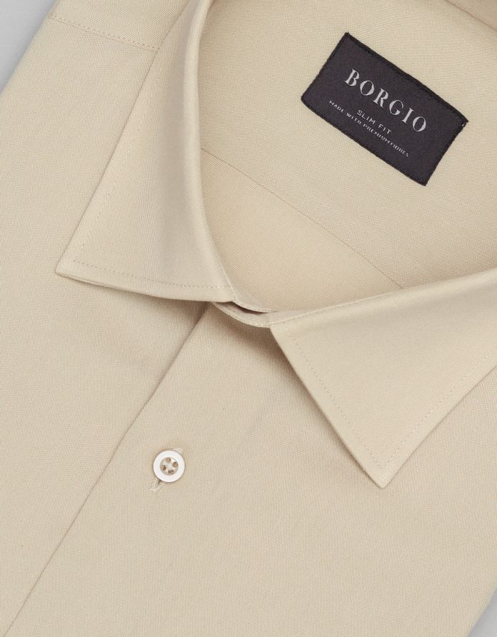 koszula terranova 00472 długi rękaw beżowy slim fit