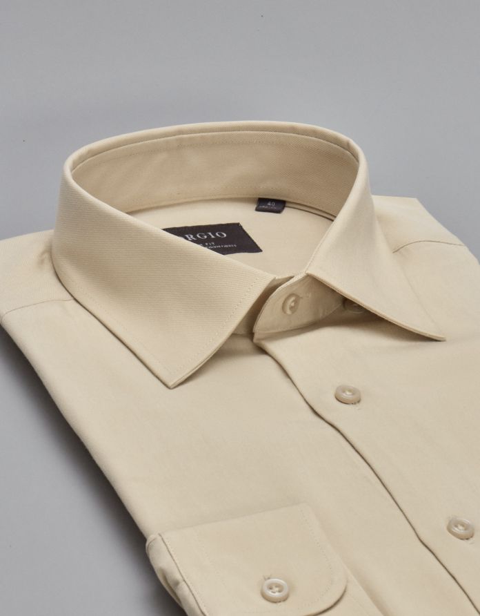koszula terranova 00472 długi rękaw beżowy slim fit