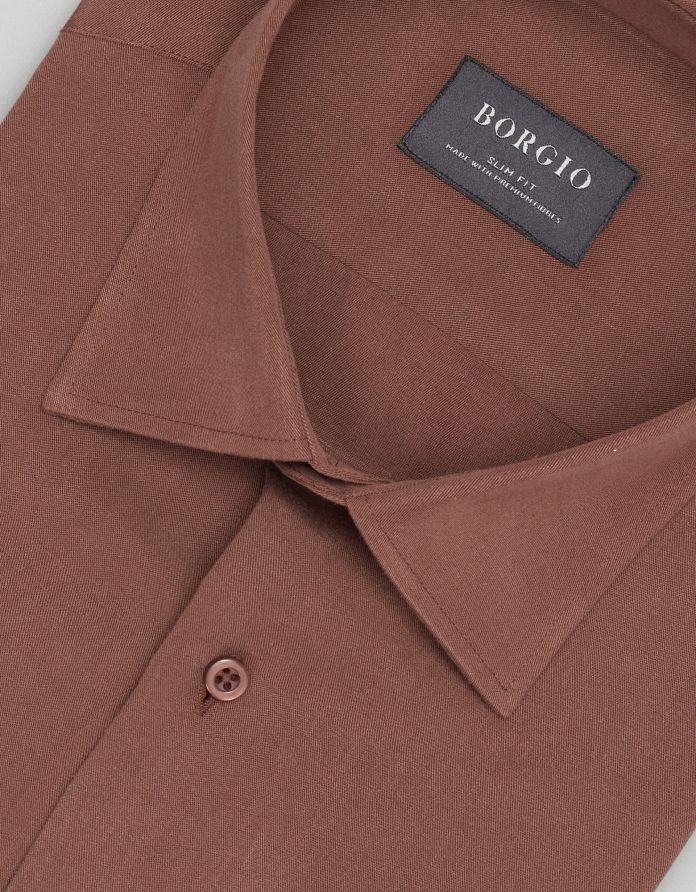 koszula terranova 00473 długi rękaw brąz slim fit