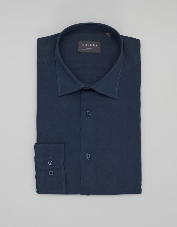 koszula terranova 00474 długi rękaw granatowy slim fit