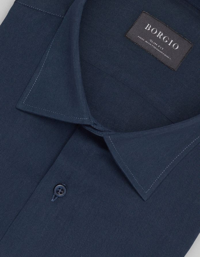 koszula terranova 00474 długi rękaw granatowy slim fit