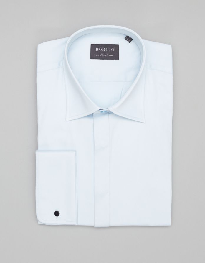 koszula mozza 00488 na spinki błękit slim fit