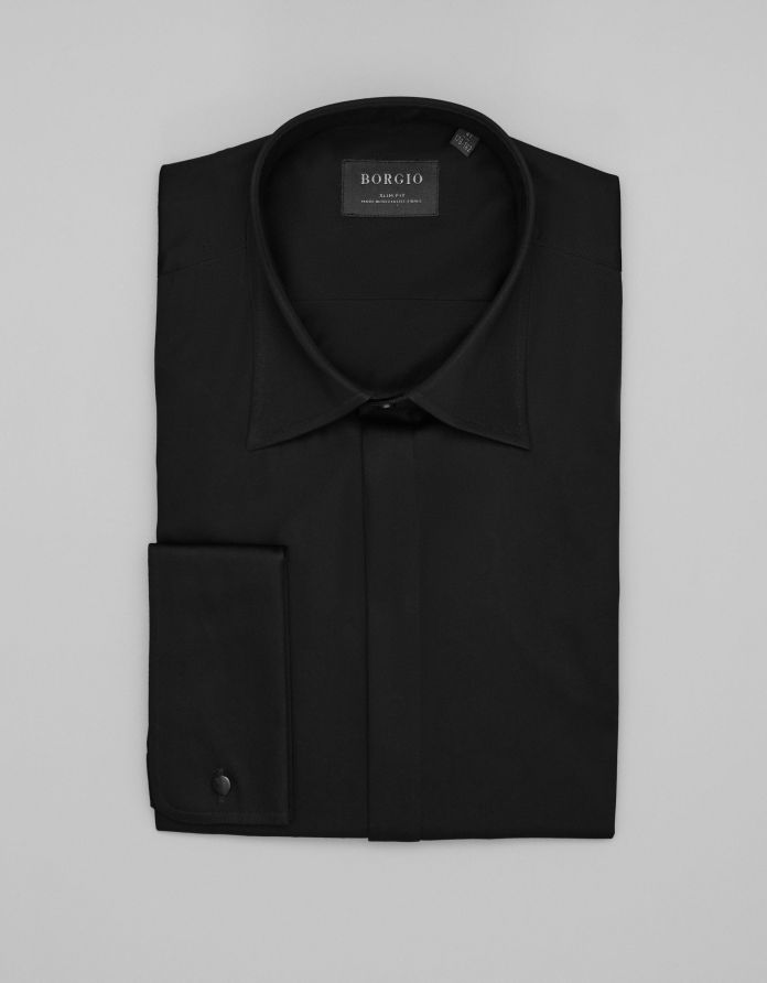 koszula mozza 00489 na spinki czarny slim fit