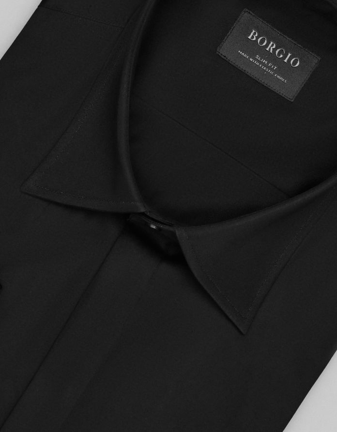 koszula mozza 00489 na spinki czarny slim fit