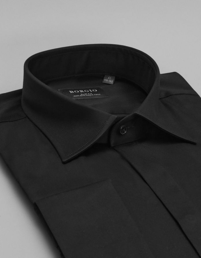 koszula mozza 00489 na spinki czarny slim fit