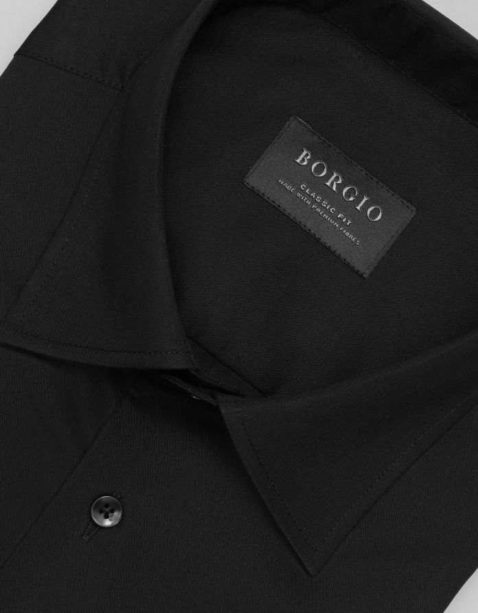 koszula canosa 00493 krótki rękaw czarny classic fit