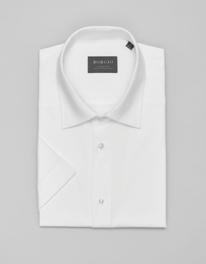 koszula canosa 00494 krótki rękaw biały classic fit