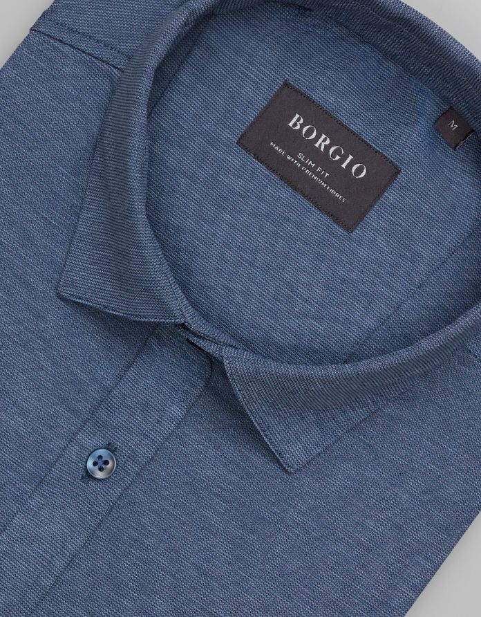 koszula raguza 00496 długi rękaw niebieski slim fit