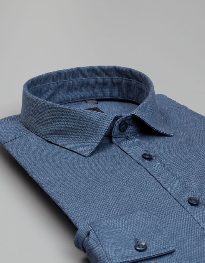 koszula raguza 00496 długi rękaw niebieski slim fit